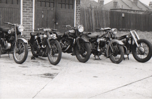 L to R: James - Scott - Royal Enfield - Matchless - Ex German army BMW